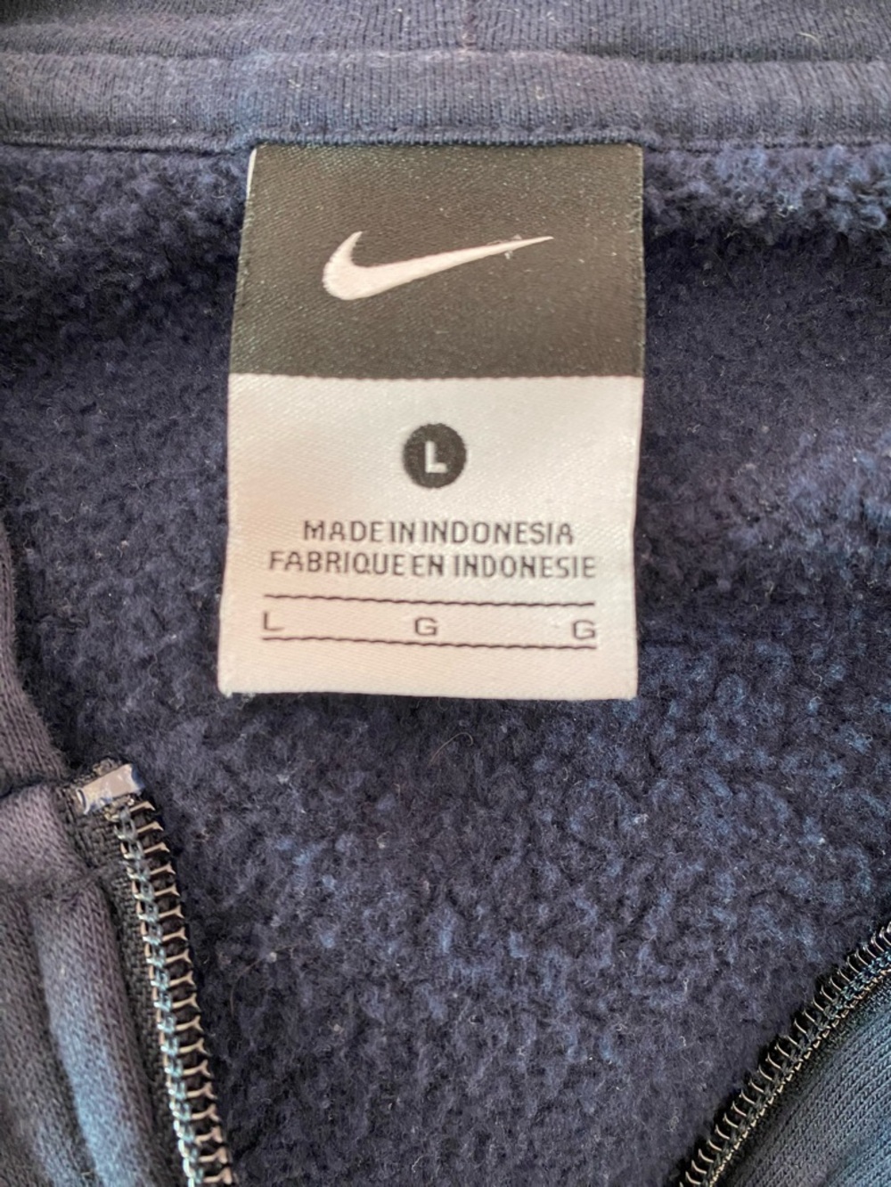 Nike Navy Full-Zip Hoodie with Red-Trim NIKE Letters - Picture 8 of 10